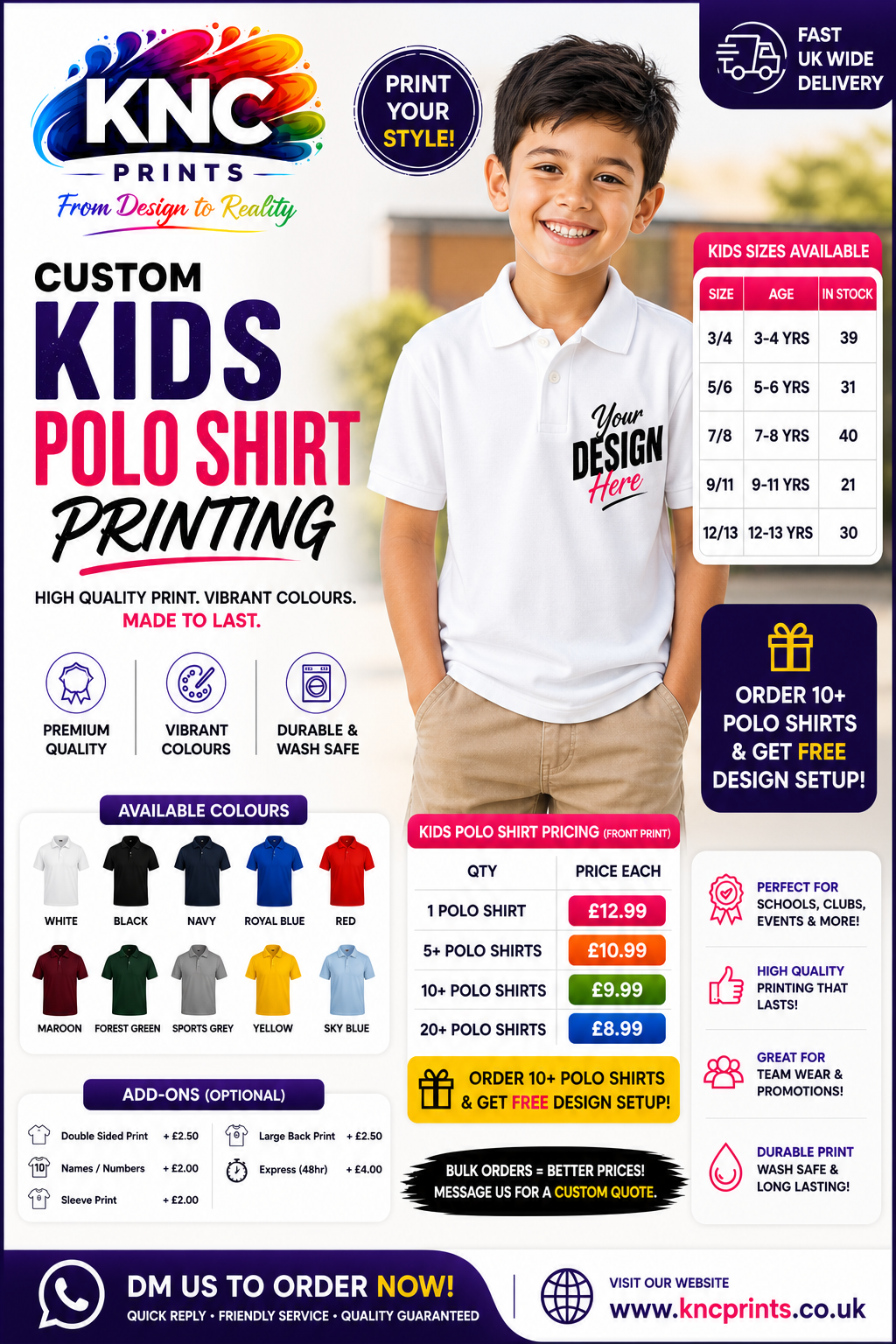 Custom kids Polo Shirt Printing